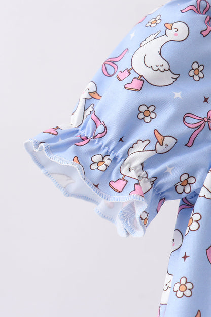 Purple duck print bow bloomer set