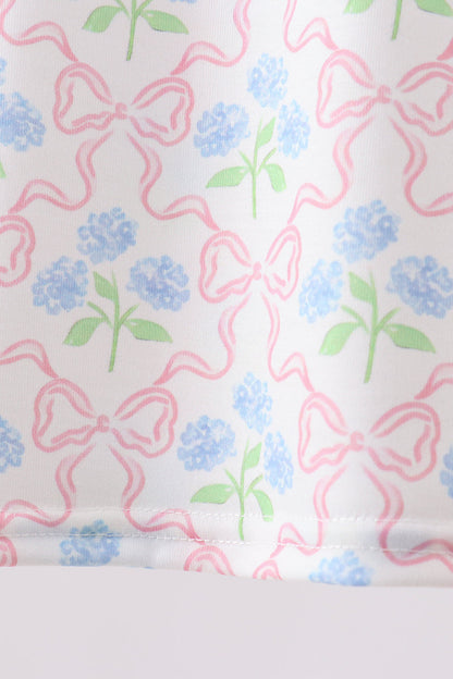 Blue Hydrangea Bow Skorts Set