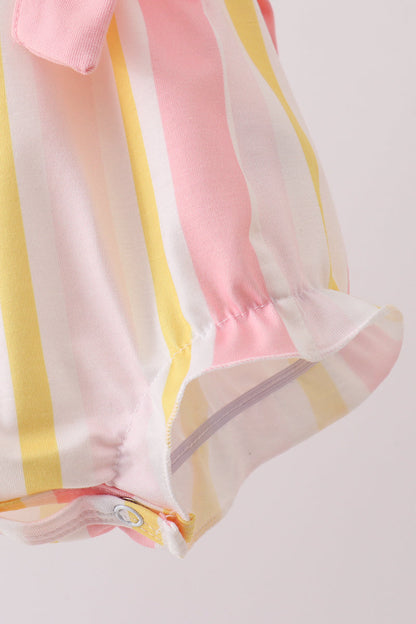 You're my sunshine Stripe Embroidered Bow Bubble