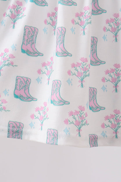 Blue Boots Print Bloomer Set
