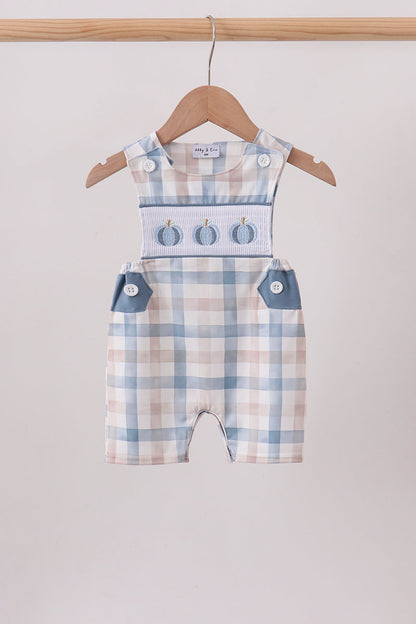 Blue Pumpkin Embroidery Gingham Bubble