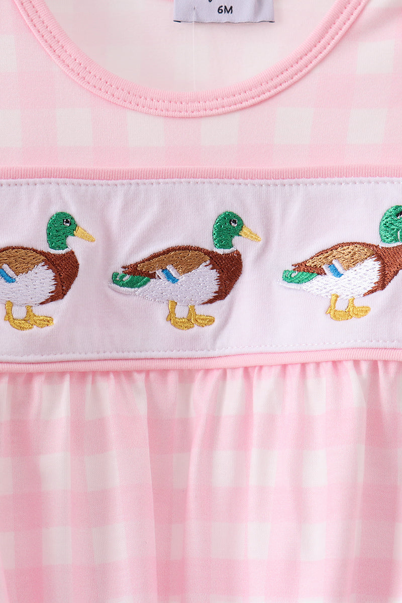 Pink Mallard Embroidery Gown