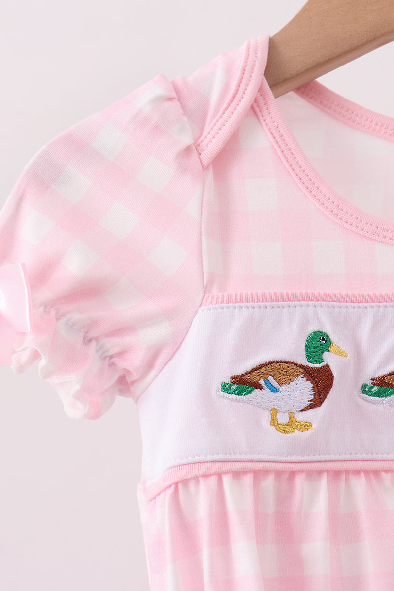 Pink Mallard Embroidery Gown