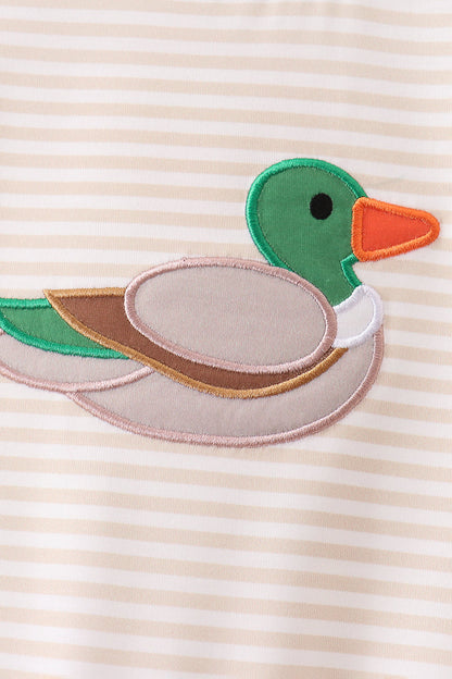 Brown Stripe Mallard Applique Romper
