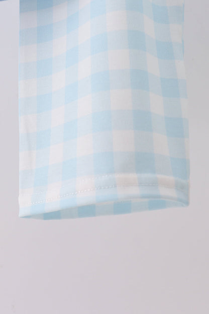 Blue Mallard Applique Gingham Pants Set