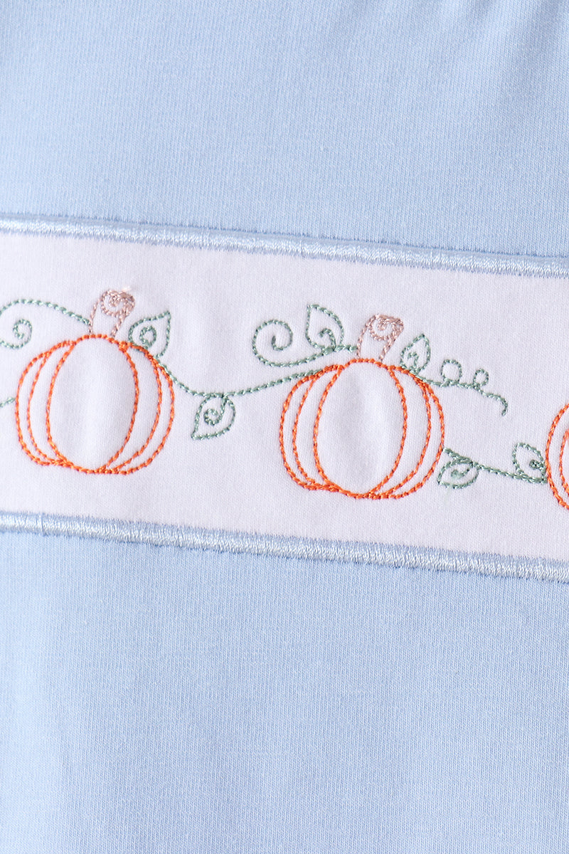 Blue Pumpkin Embroidery Gingham Shorts Set
