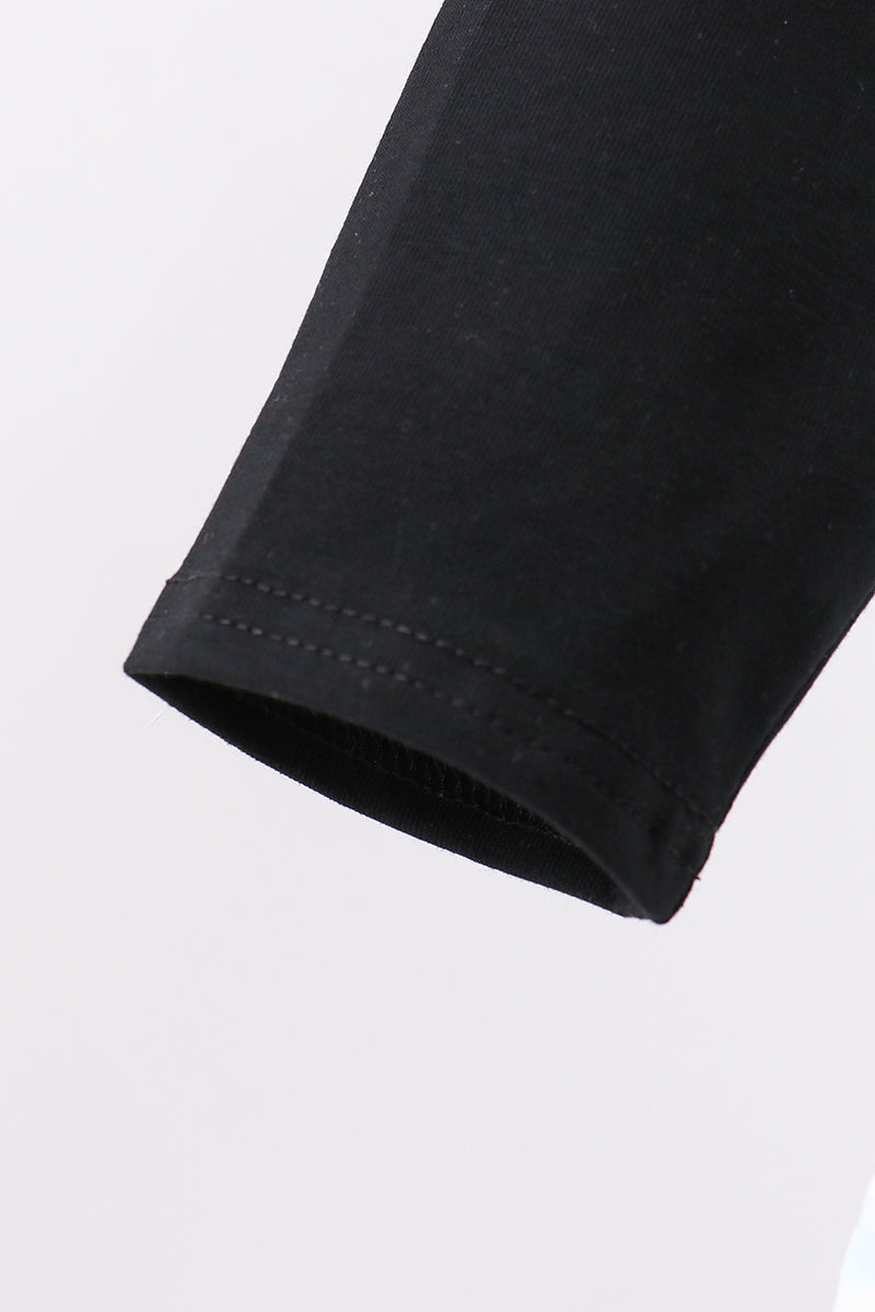 Black Spider Embroidery Pocket Stripe Top