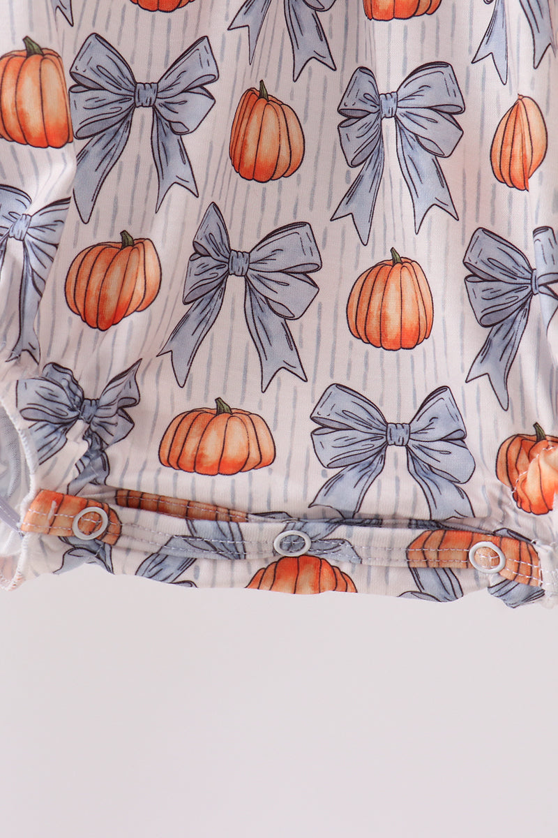 Blue Pumpkin Bow Smocked Ruffle Bubble