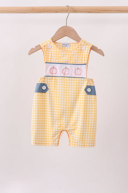 Mustard Pumpkin Embroidery Gingham Jon Jon
