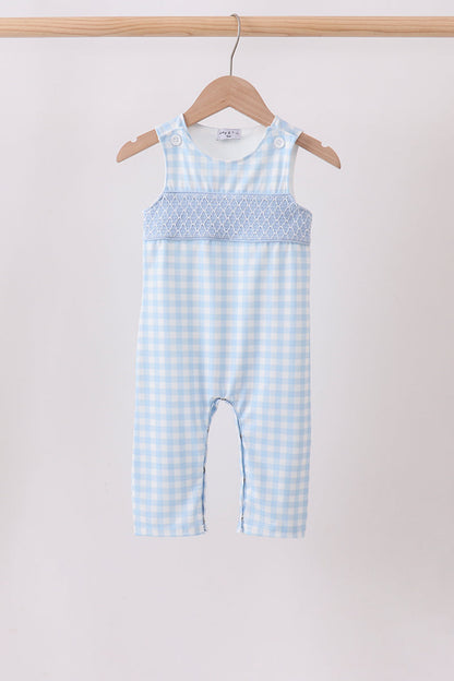 Blue Smocked Gingham Jon Jon