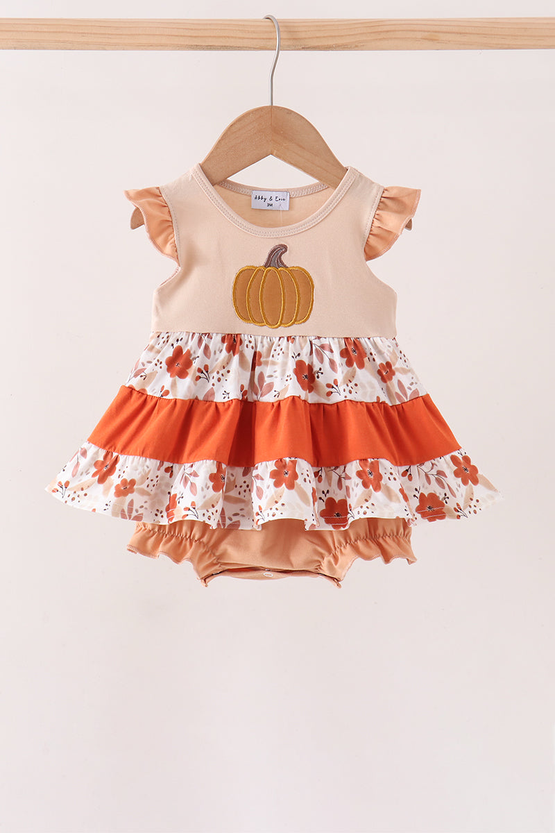 Floral Pumpkin Embroidery Ruffle Bubble