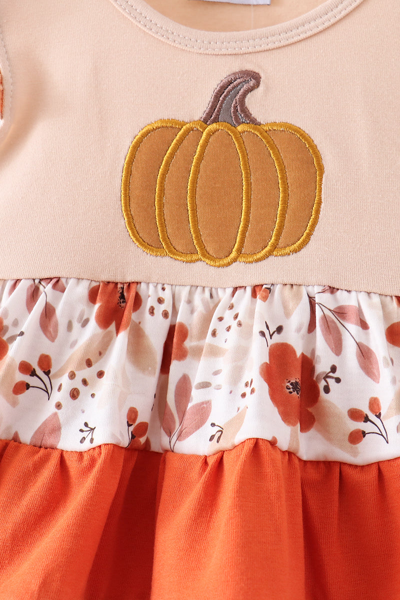 Floral Pumpkin Embroidery Ruffle Bubble