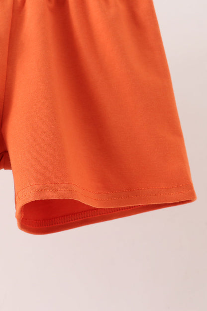 Pumpkin Embroidery Shorts Set