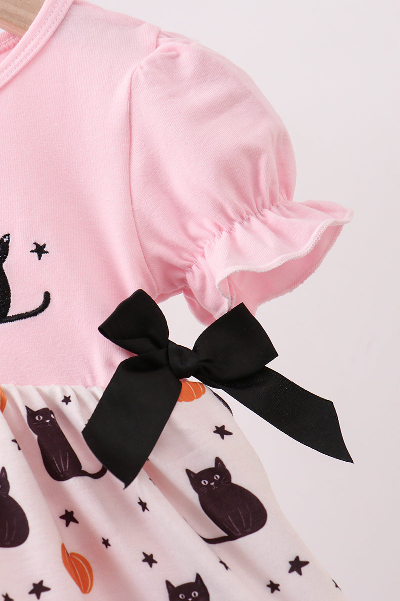 Pink Pumpkin Cat Embroidery Bubble