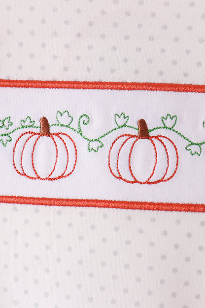 Orange Pumpkin Bow Embroidery Ruffle Skorts Set
