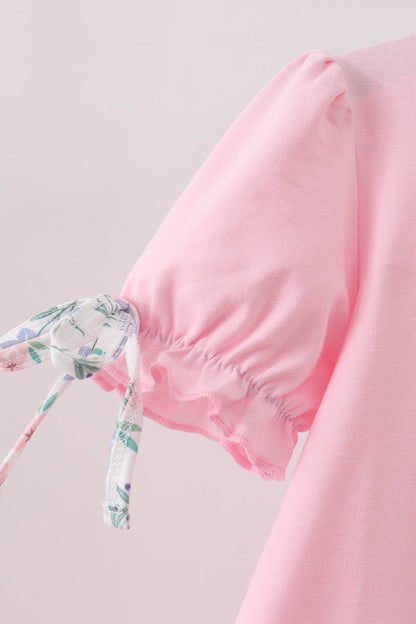 Pink Piggy Applique Ruffle Dress