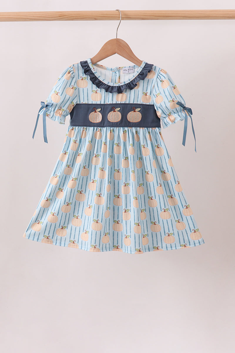 Blue Pumpkin Embroidery Ruffle Dress