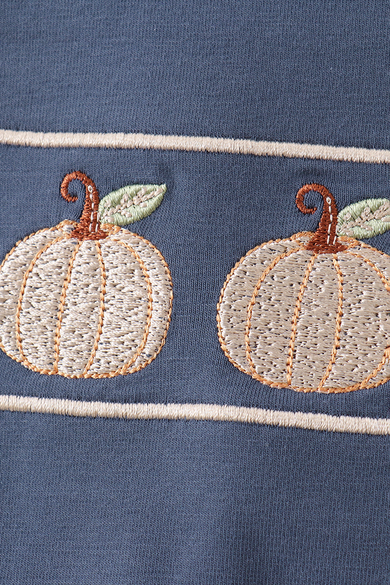 Blue Pumpkin Embroidery Shorts Set