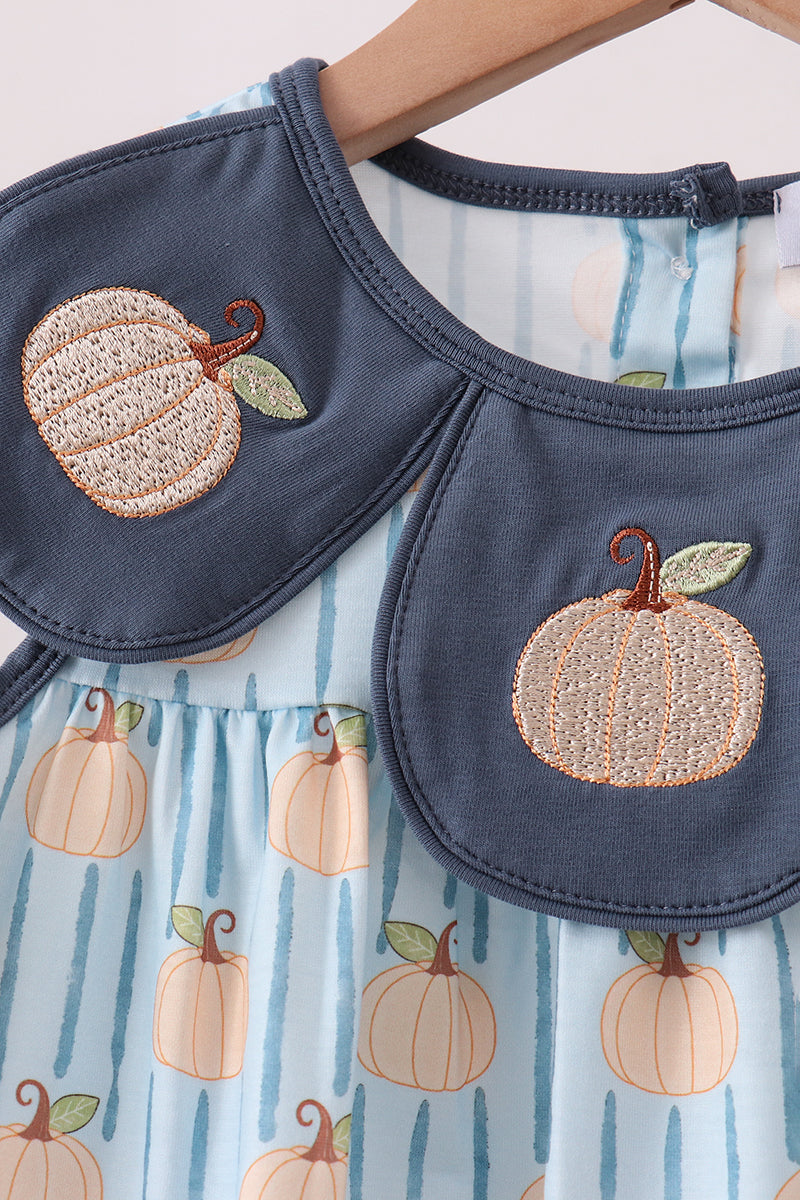 Blue Pumpkin Embroidery Ruffle Pants Set