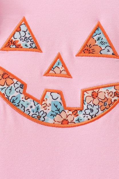 Pink Jack-O-Lantern Applique Ruffle Dress