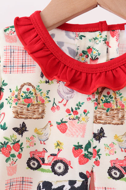 Maroon Farmland Ruffle Bloomer Set