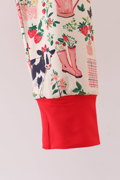 Maroon Farmland Pajama Pants Set