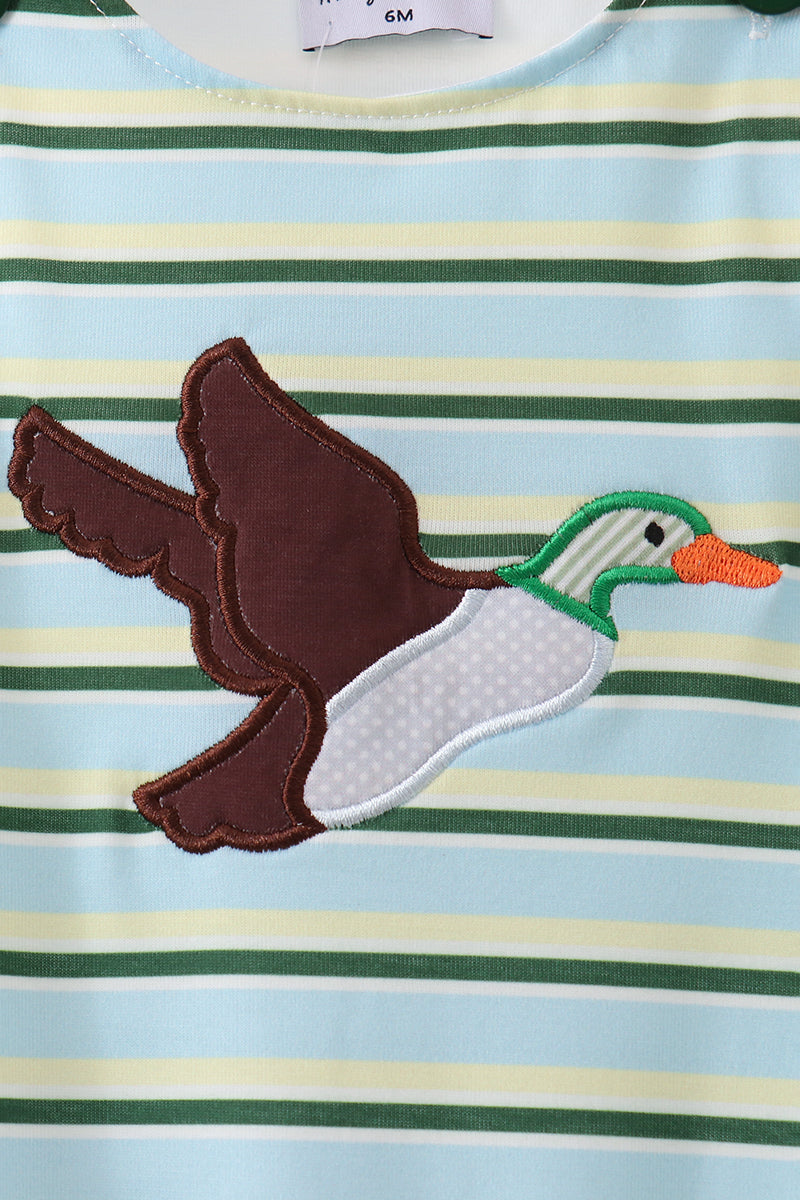 Blue Stripe Mallard Applique Jon Jon