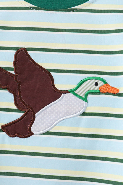 Blue Stripe Mallard Applique Top