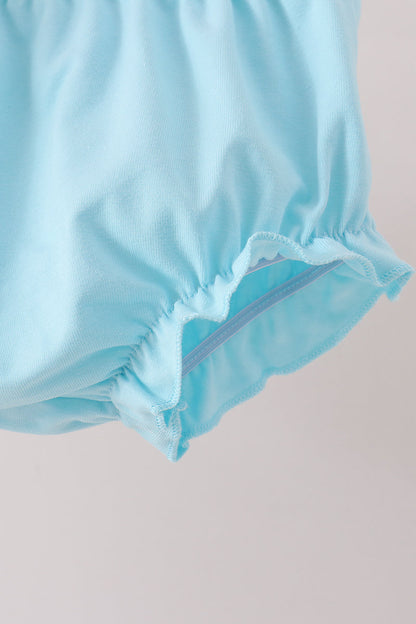 Blue Floral Smocked Ruffle Bloomer Set