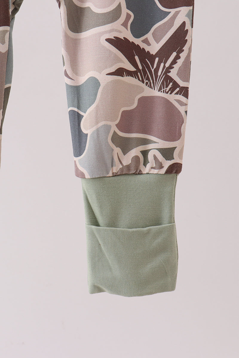 Camouflage Hunting Bamboo Zipper Romper