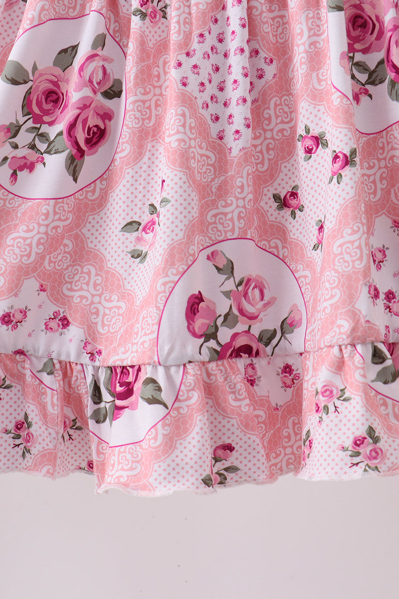 Pink Floral Bamboo Pants Set