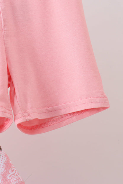 Pink Floral Bamboo Pants Set