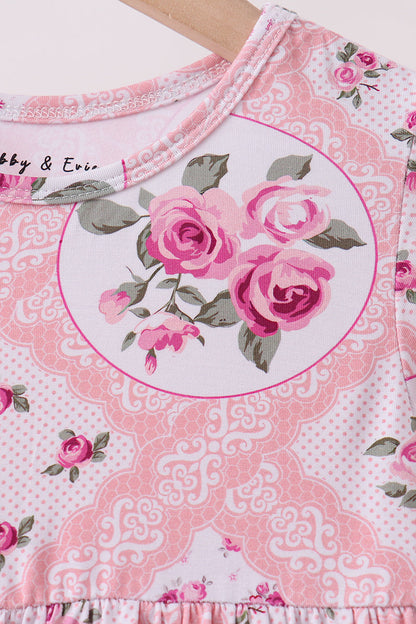 Pink Floral Bamboo Pants Set