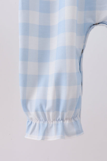 Blue Farm Embroidery Gingham Romper