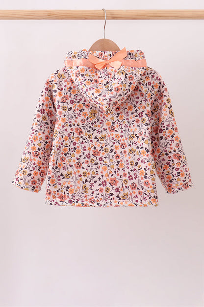 Floral Fleece Hoodie Jacket