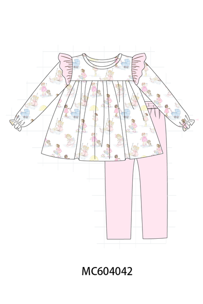 Pink all day adventure ruffle pants set