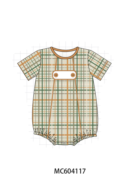 Pumpkin Embroidery Plaid Bubble