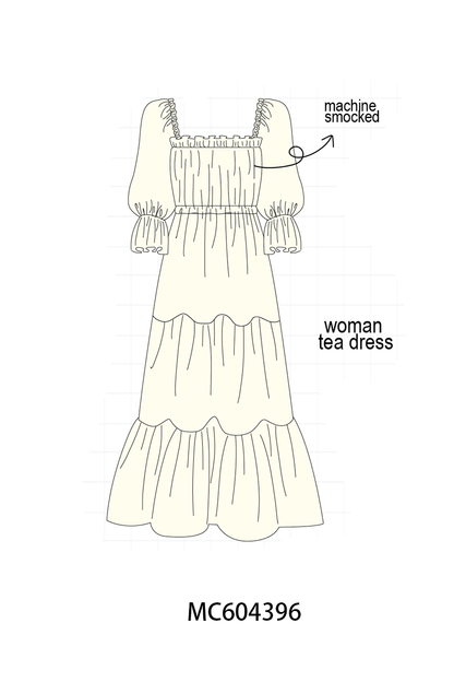 Cream smocked mom tiered dress