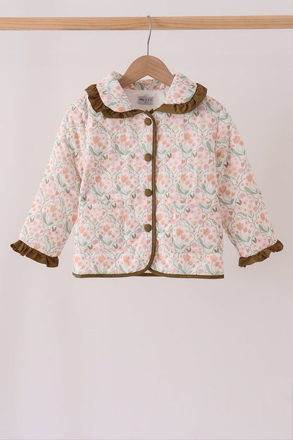 Sage floral ruffle jacket