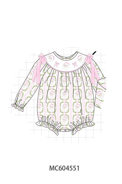 Pink santa bow embroidery bubble