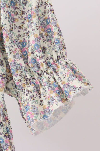 Blue floral smocked mom dress