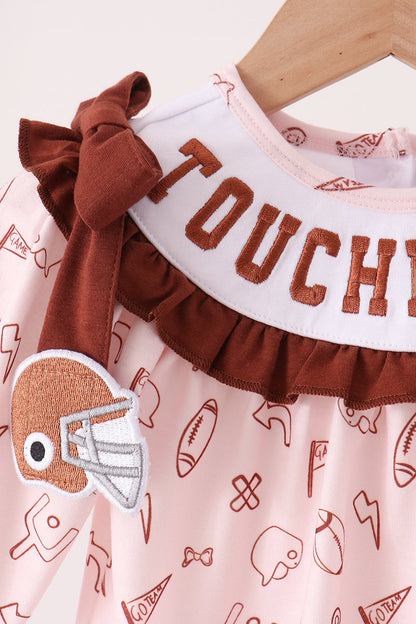 Brown touchdown football embroidery bubble