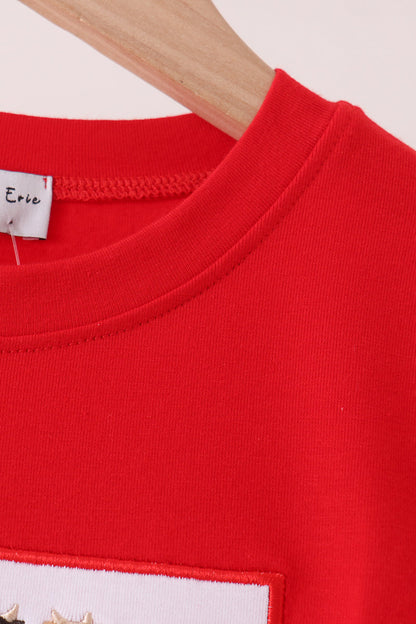 Red Cow Embroidery Top