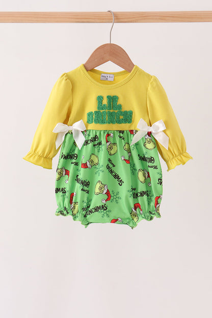 Green Grinch French Knot Bow Bubble