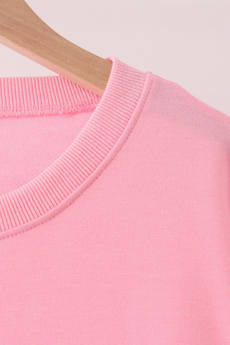 Pink Holly Jolly Embroidery Mom Top