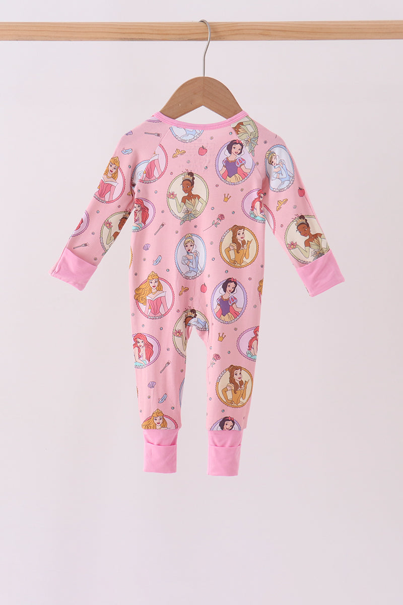 Pink Princess Zipper Bamboo Romper