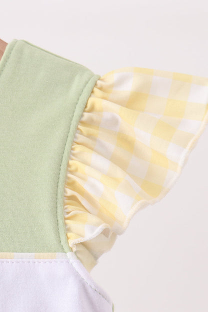 Green Princess Frog Embroidery Ruffle Dress