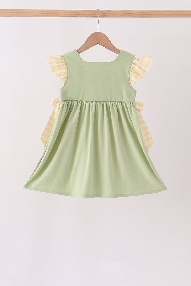 Green Princess Frog Embroidery Ruffle Dress