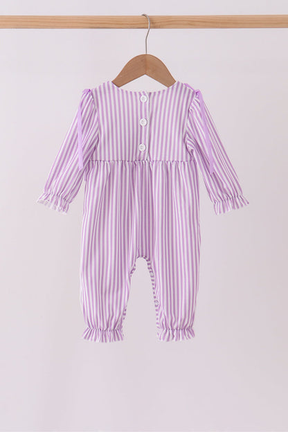 Purple Stripe Frozen Smocked Romper