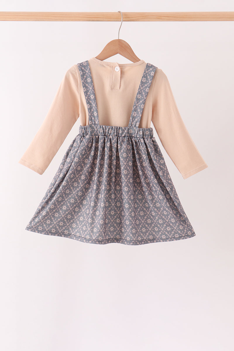 Khaki Floral Ruffle 2pc Set